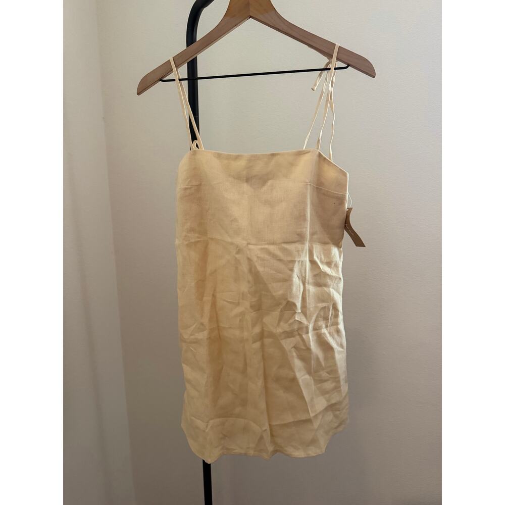 New Kourt Rosalie butter yellow dress size small 100% linen $147 - Picture 4 of 8